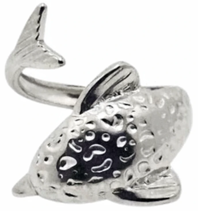 Anillo de acero quirurgico delfin labrado